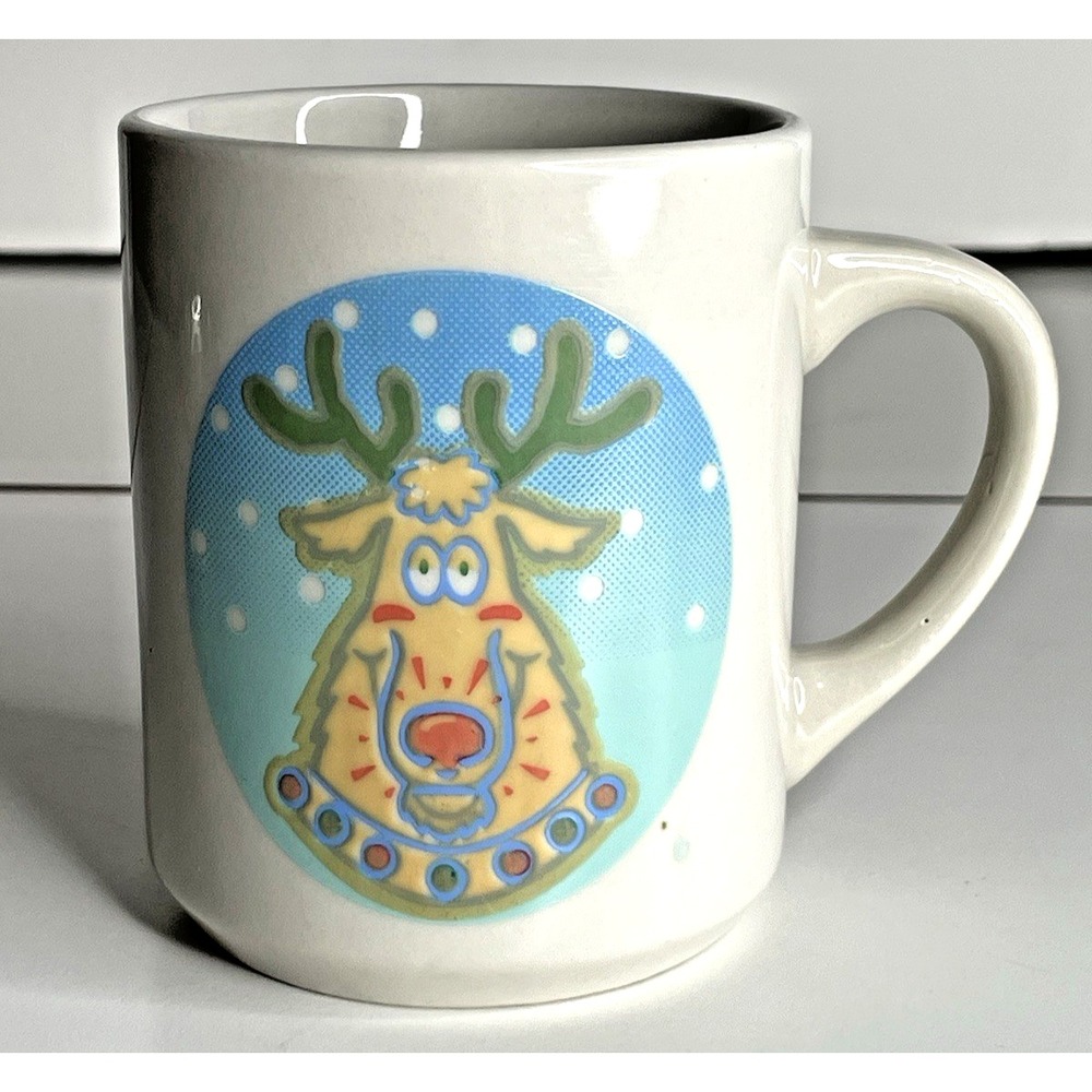 Denny's Reindeer Heat Activated Color Changing Coffee Mug Vintage 90s Ceramic